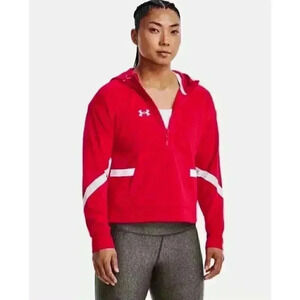 UA Under Armour Womens Storm Fleece‎ Hoodie Red 1/2 Zip Heatgear Outdoor Stretch